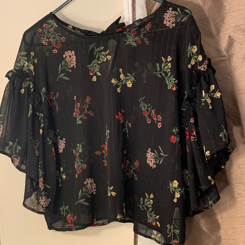 Forever 21 Black Floral Blouse